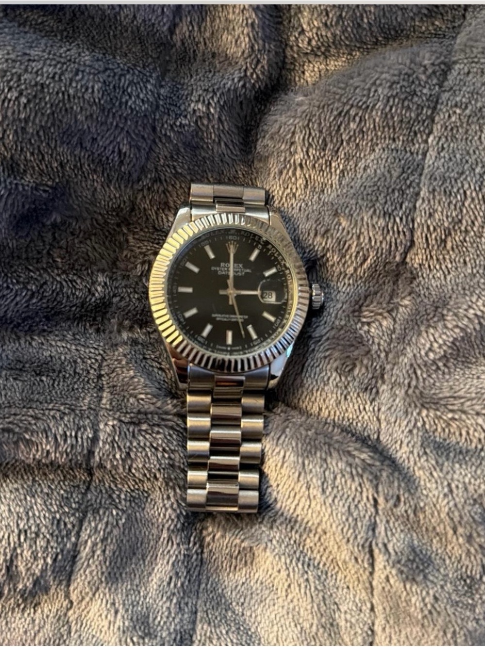 Stainless Steel Men's Wristwatch - Black Dial